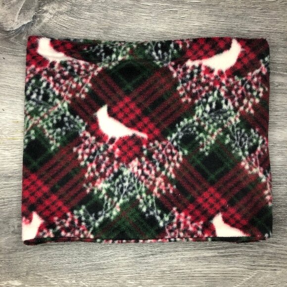 Red Cardinal winter birds gaiter neckwarmer fleece Scarf Tube Earmuff Gator cowl - Picture 1 of 10